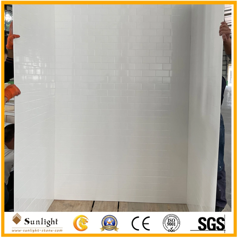 Hot Sale Subway Design Artificial Cultured Marble Shower Surround Shower Panel for Hotel Bathroom